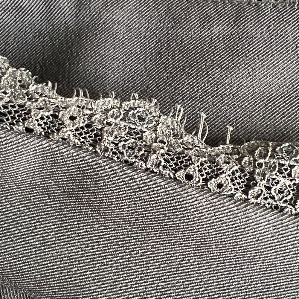 Commense High Waist Lace Trim Elegant Gray Wide-Leg Pants - Picture 6 of 6